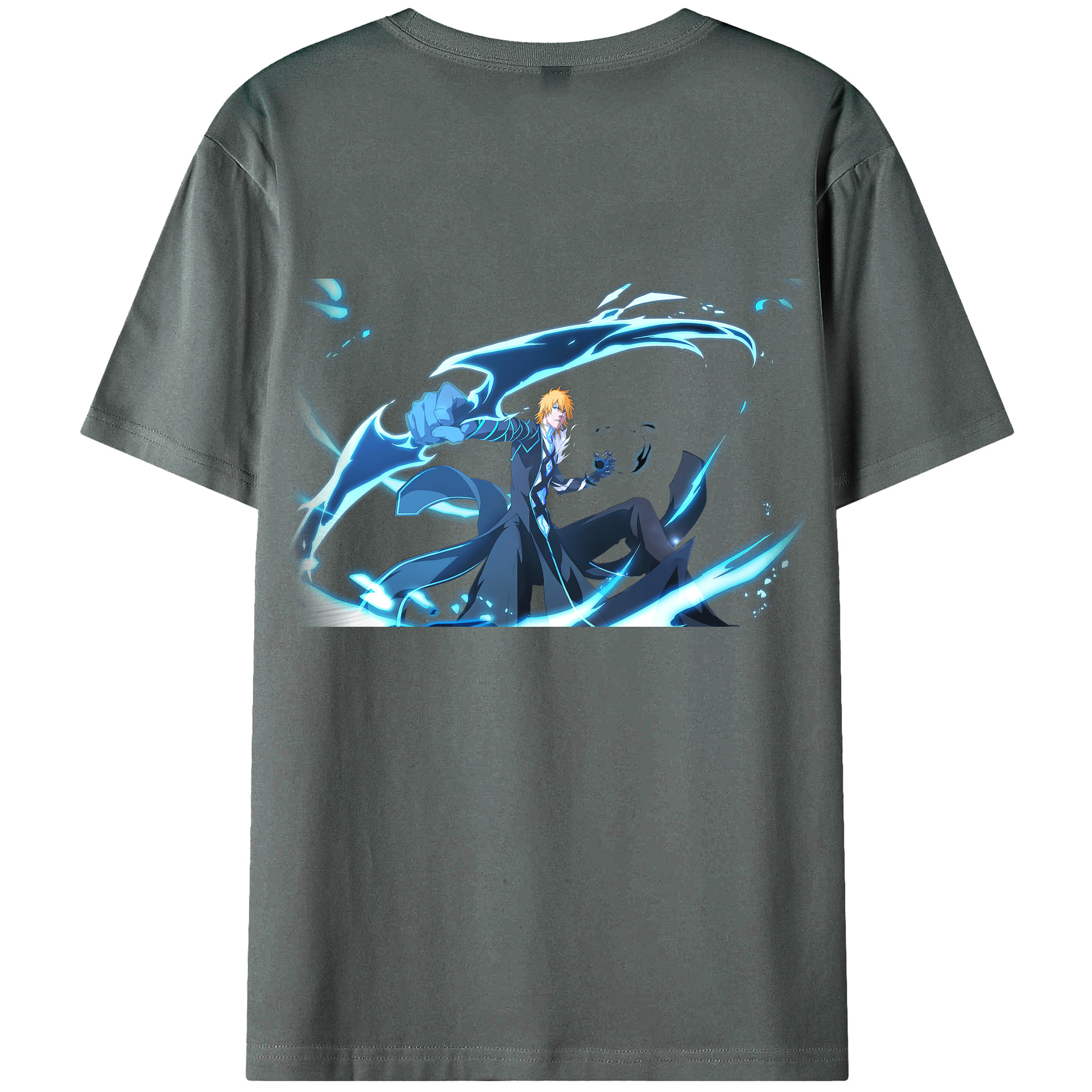 （画像用） ブリーチ 黒崎一護（くろさき いちご）BLEACH Kurosaki Ichigo 綿100％ メンズ半袖Tシャツ（バックプリント） 通気性